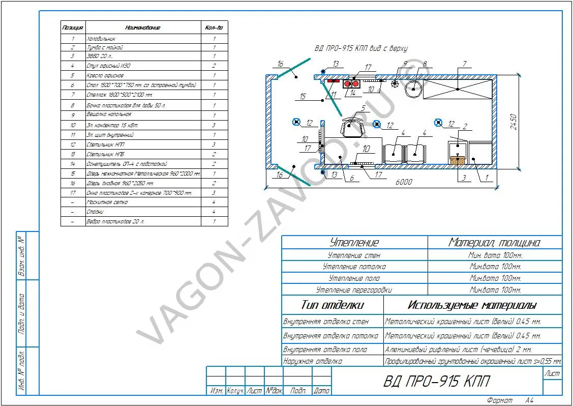 Вагон-дом КПП Мод. ПРО 915